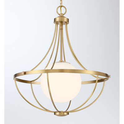 Elyott 1-Light Pendant in Natural Brass