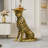 Resin Panther End Table Luxury Gold Leopard Accent Side Table With Tray Top Drink Table