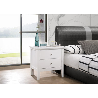 Table de chevet 2 tiroirs Primo, blanc