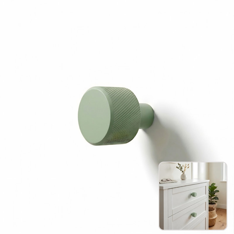 ROUS Hardware Mid Century Modern Knurled Knob, Olive (Green)