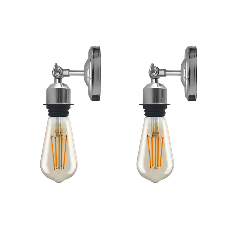 Boykin Adjustable Wall Sconce – Vintage Style Dimmable Light with Metal Shade by Breakwater Bay, Yes, Chrome