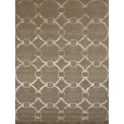 Geometric Area Rug in Brown/Silver