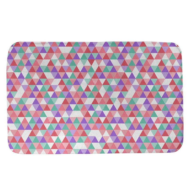 Tapis pour salle de bain triangle Kitterman, l 17 po x L 24 po, Rose / sarcelle