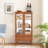 Lighted Glass Display Cabinet Glass Wine Cabinet Curio Display Cabinet With Adjustable Glass Shelves Two Doors And One Drawer Bulb Included For Home Decor And Storage-1900508281