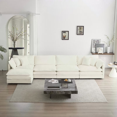 Canapé modulaire modulaire pour le salon, canapé modulaire convertible en U avec 1 repose-pieds, chenille