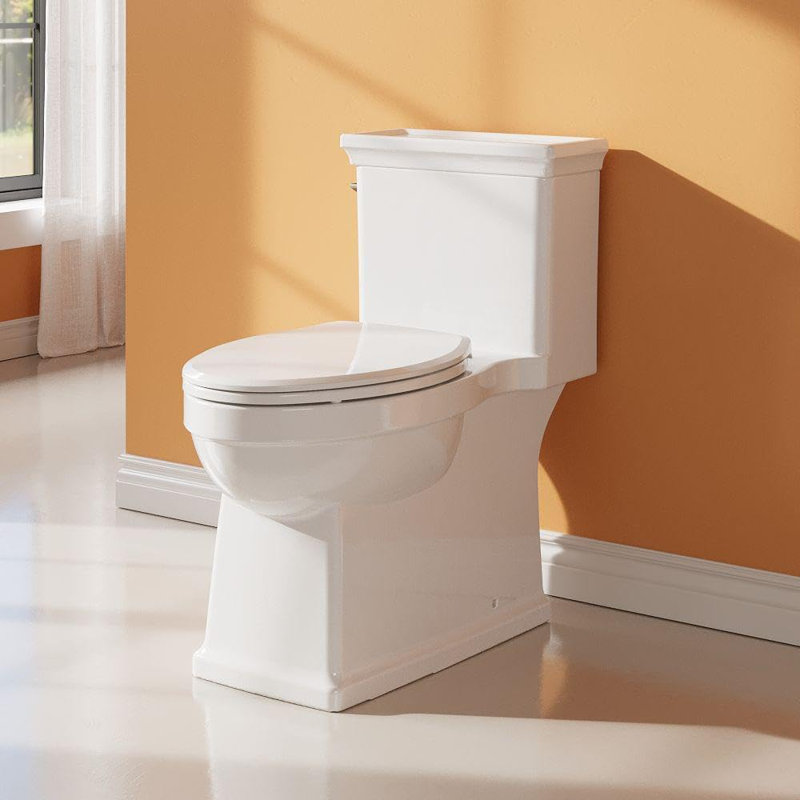Toilette une pièce avec conception classique, hauteur ADA, 1,28 GPF, toilette en céramique durable pour la salle de bain, certifiée CUPC