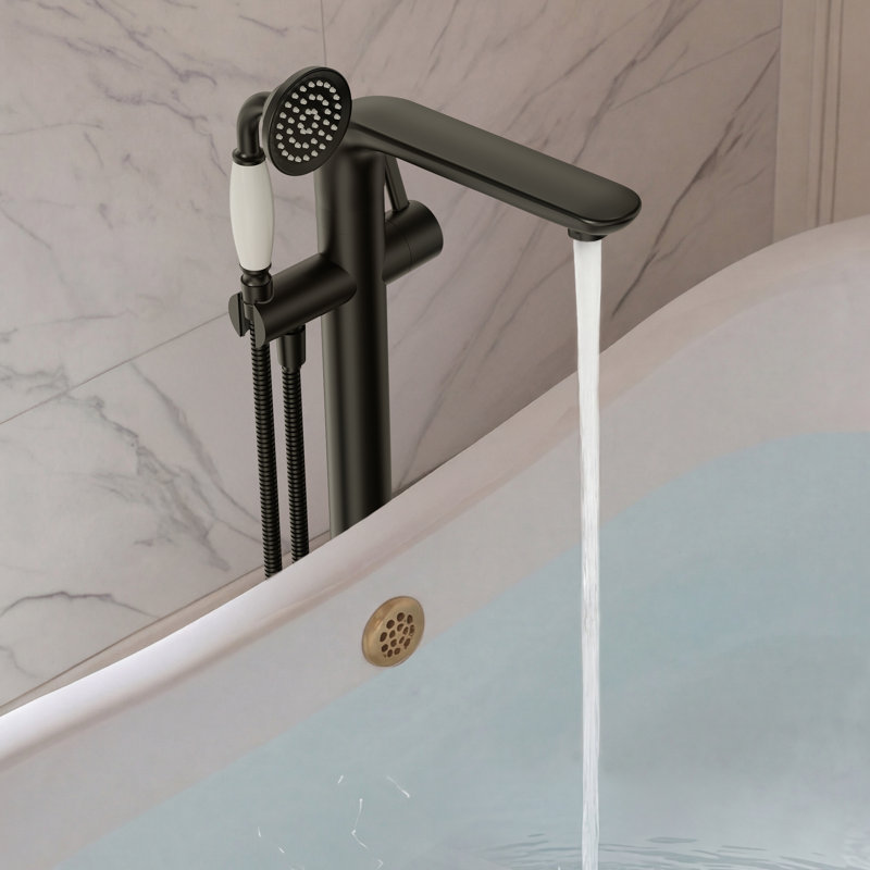 1 Handle Freestanding Tub Filler with Diverter, Matte Black