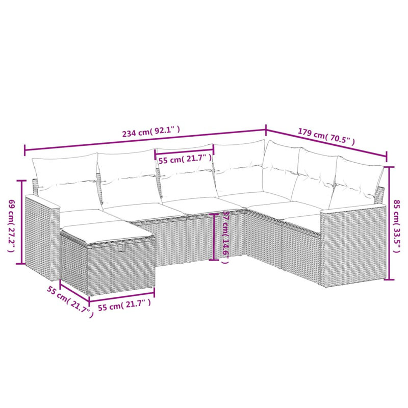 Ensemble de canapé de jardin Vidaxl
