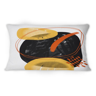 Minimal Abstract Shapes With Polka Dot Cloud IV - Modern Printed Throw Pillow