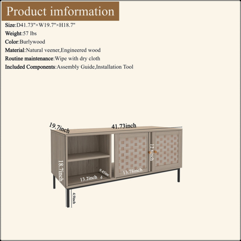 Table basse en bois avec 4 pieds