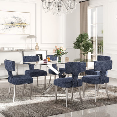 Ensemble de salle à manger sur pied moderne en verre trempé avec chaise Chenin