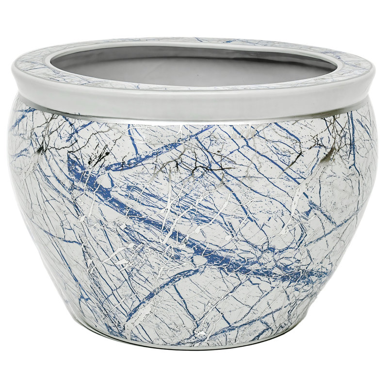 16" Abstract Blue & Silver Fishbowl, 16.25"