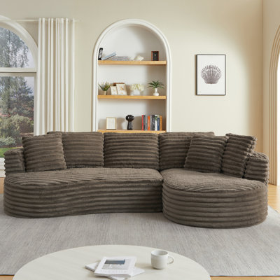 Canapé modulaire moderne en L incurvé avec un design minimaliste et aucun assemblage requis
