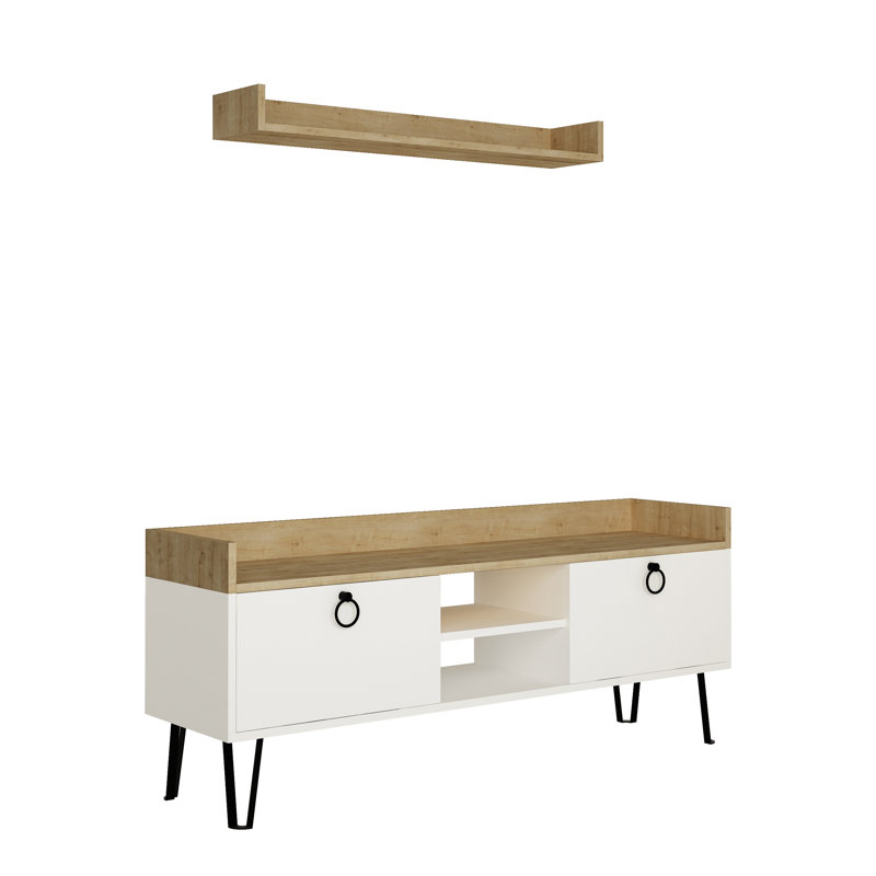 Silkgrass Unfinished TV Stand for TVs up to 60", White/Oak