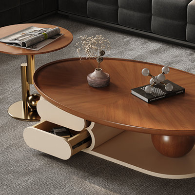 Cream style creative solid wood coffee table