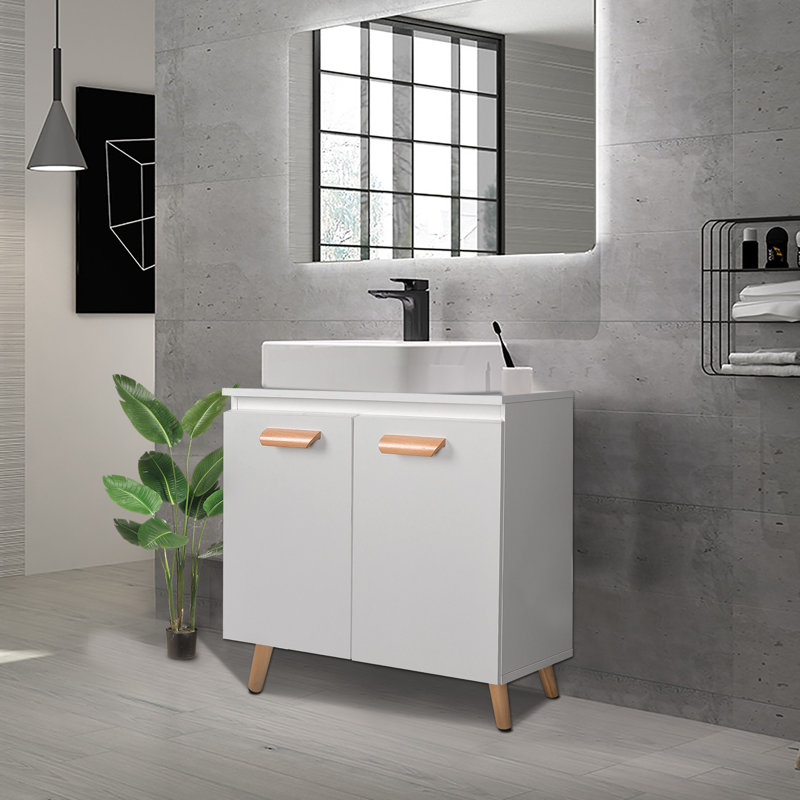 Romano 60cm Single Bathroom Vanity Base Only, White