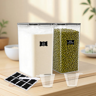 8.5L/287Oz Airtight Cereal Container Flour Storage with Lids, Extra Large Food Storage Containers Pantry with Measuring Cups, Chalkboard Labels and Ma