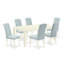 Ensemble de salle à manger 5 pièces comprenant une table rectangulaire avec rallonge papillon et 4 chaises rembourrées en lin bleu ciel, 107 x 152 cm, blanc lin-292982535-292982552-338980907