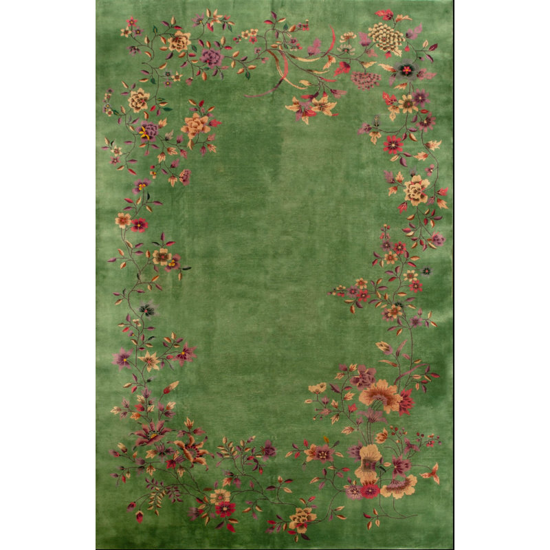 Tapis vert en laine de couleur vert