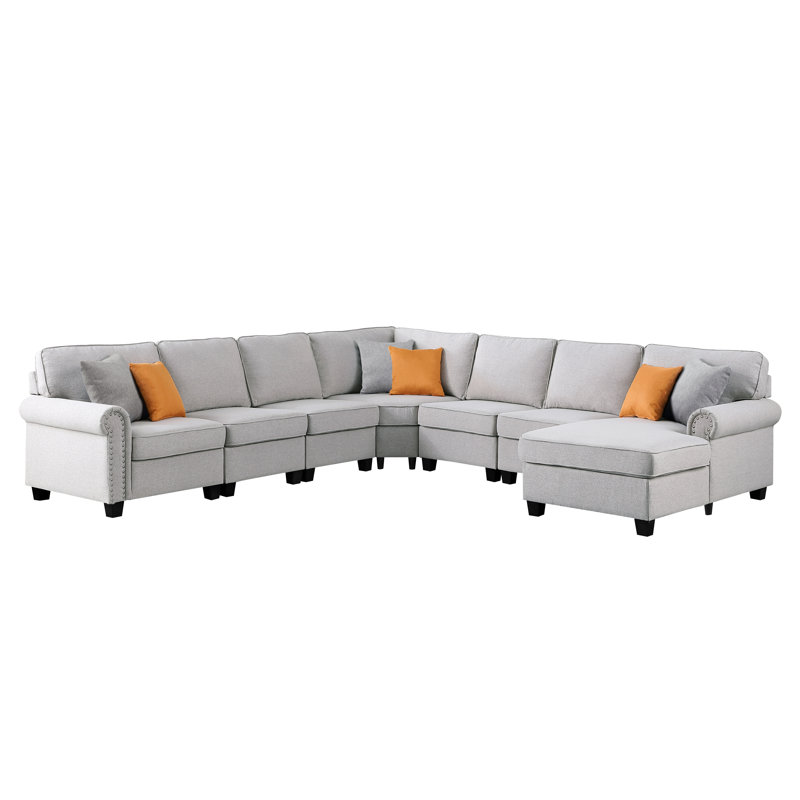 Canapé modulaire Margrettra, Mélange de polyester - gris clair