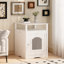 Meuble de litière pour chat, maison de chat d'intérieur en bois avec armoire fermée, meuble de litière caché avec tablette de rangement, table d'appoint moderne pour salon ou chambre à coucher - blanc