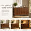 Buffet moderne du milieu du siècle à 4 portes de 140 cm (55 po) avec étagères ajustables, noyer