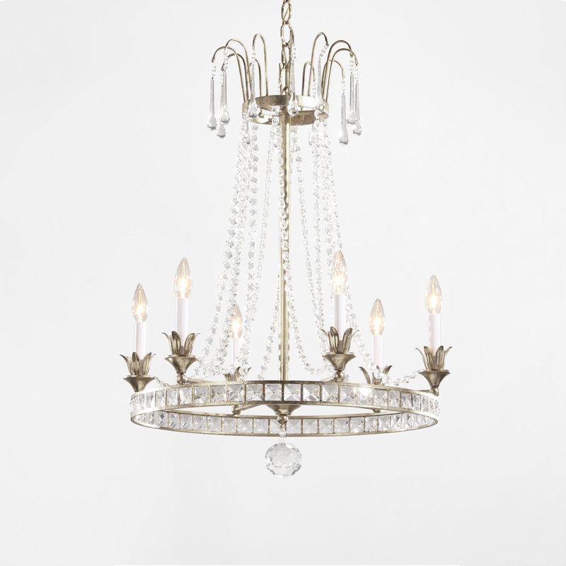 ITHACA Chandelier, 32" H x 24.5" W x 24.5" D, Antique Silver Leaf
