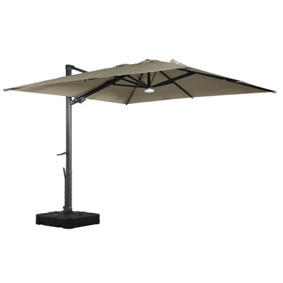 10x13ft 360°Rotation Square Cantilever Patio Umbrella with Base & Bluetooth Audio Ambient Light