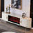 Beige Solid Wood TV Cabinet Heating Fireplace