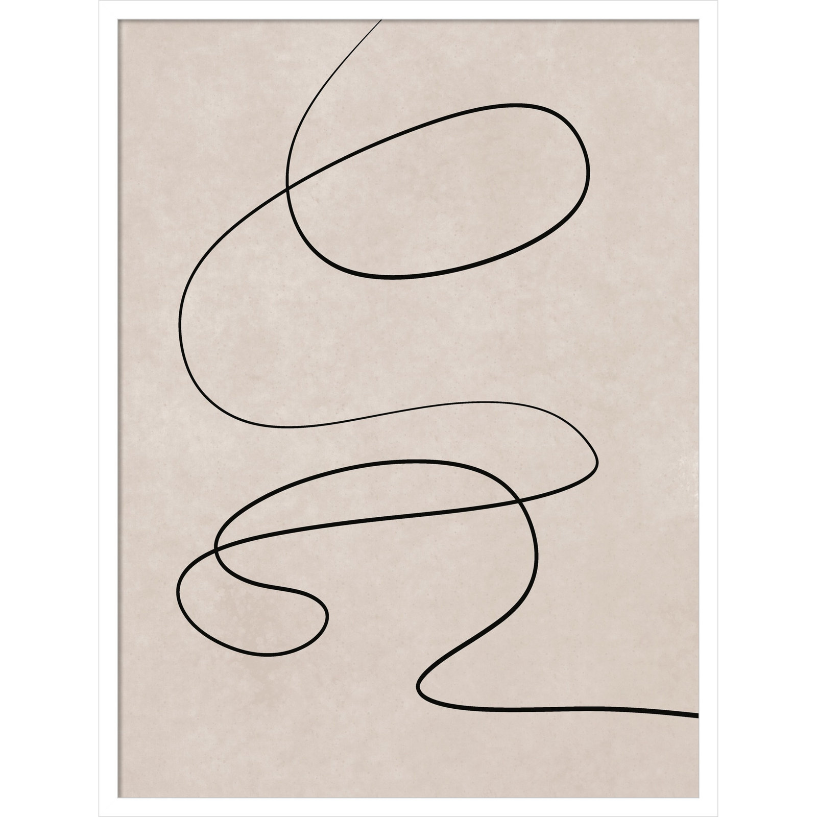 Black Line and Textured Beige Print, 33" H x 25" W, White