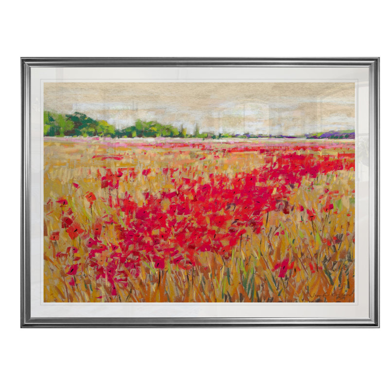 «Poppies» Evening Light II », reproduction, H 20 po x l 24 po x P 1,5 po, Cadre argenté