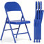 Ensemble de 4 chaises pliantes robustes bleues en acier-581518952