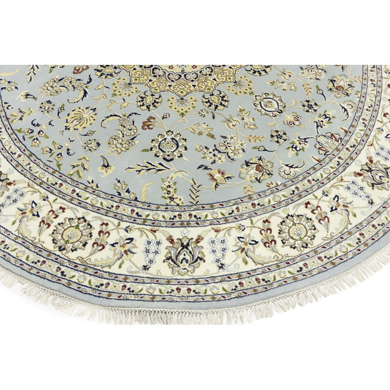 Tapis oriental bleu 8 x 8 Indo-Nain
