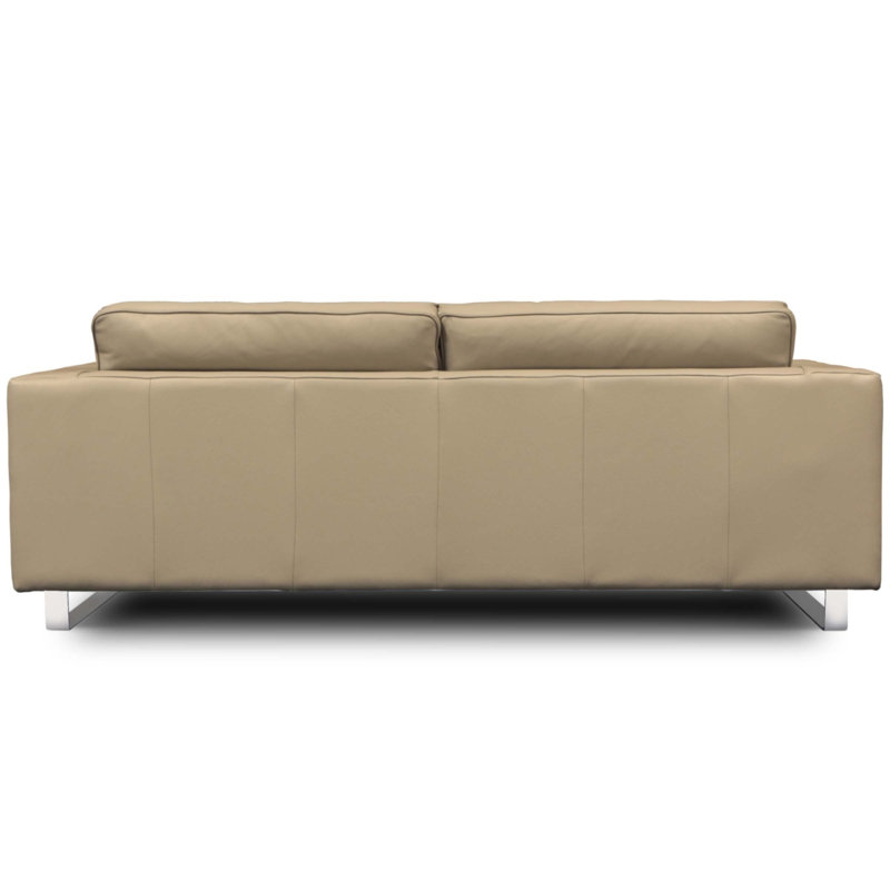 Soho 89'' Leather Sofa, Truffle (Cartier), Satin Dark Bronze