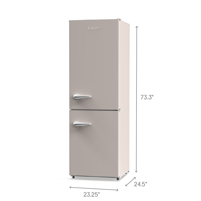 Iio 24" 11 Cubic Feet Smudge-Resistant Bottom Freezer Refrigerator, Cream, Right