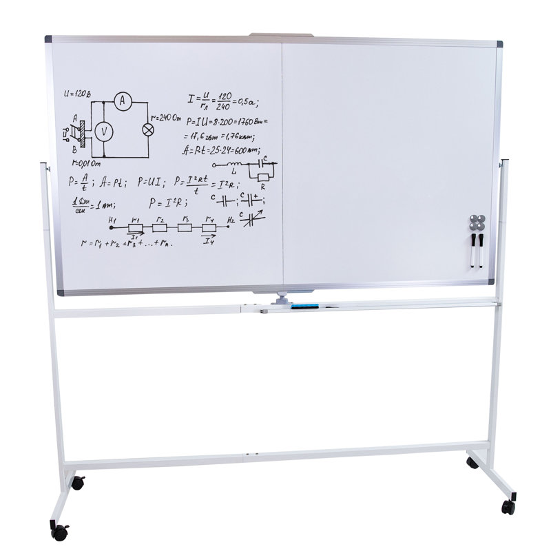Double-Sided Magnetic Mobile Whiteboard with Markers