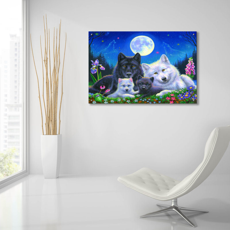 «Howling Moon» par Bridget Voth, art mural en verre acrylique, H 24 po x l 36 po x P 0,2 po