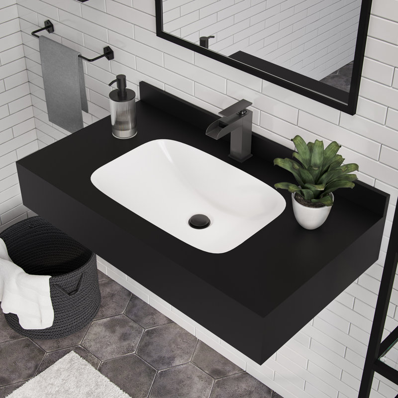 Avancer 36'' Wall Mount Sink In Blue Celeste, Black Marquina