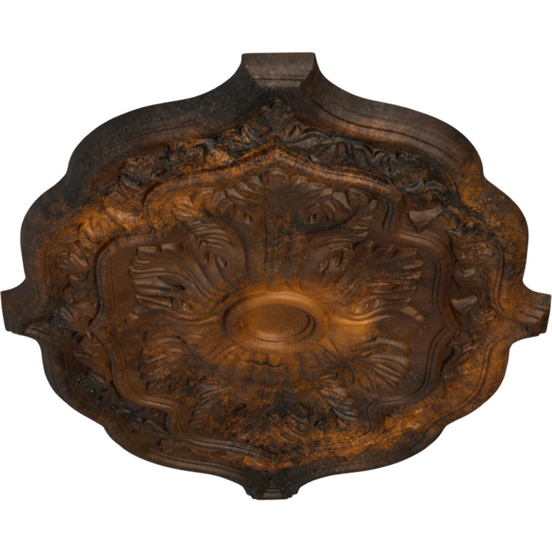 Endurathane Pesaro Ceiling Medallion, 36"W x 26"H x 1 1/2"P, Hand-Painted Rust Finish, Rust