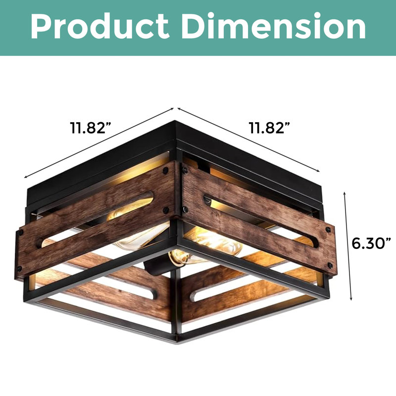 Metal And Wooden Square Restaurant Lighting Fixtures