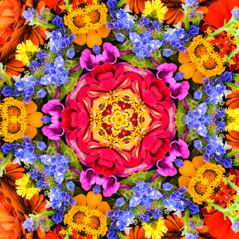Flower Bouquet Mandala - Wrapped Canvas Print, 91cm H x 91cm W x 3.8cm D