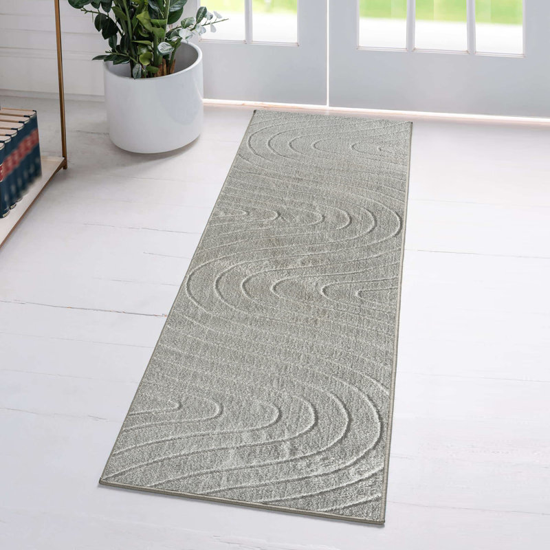 Modern Geometric Wave Area Rug, Runner 2' x 8'