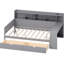Lit de jour gris pleine grandeur avec rangement et bureau d'étude, une solution de chambre à coucher en bois multifonctionnelle, bureau à tiroirs pour améliorer l'efficacité de l'organisation-146287967