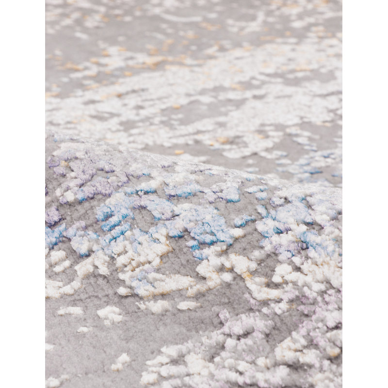 Hand Knotted Abstract Area Rug in Beige/Blue/Pink, Rectangle 10'3" x 14'3"
