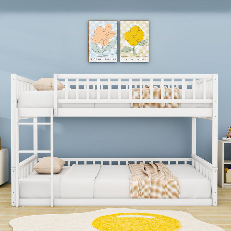 Lit superposé grand sur grand avec design détachable et échelle, Blanc