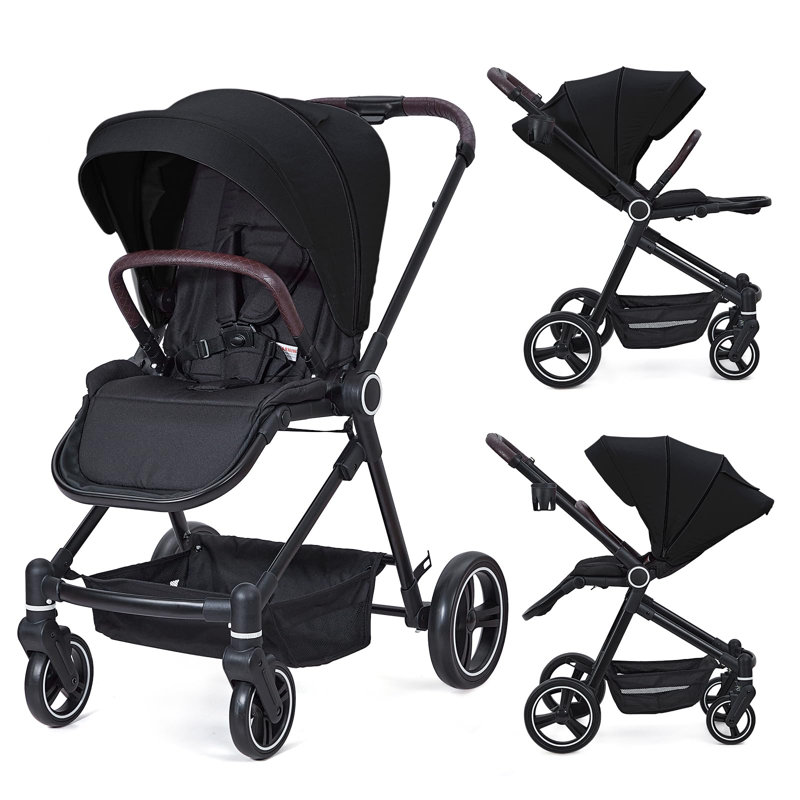 3-in-1 Baby Stroller and Playard with Reversible Seat, One-Hand Fold, Lightweight, Black