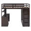 Lit mezzanine double avec tiroirs, bureau et garde-robe-817003557