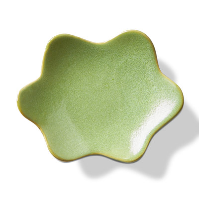 Organic Wave Trinket Dish Small Green Stoneware Everyday