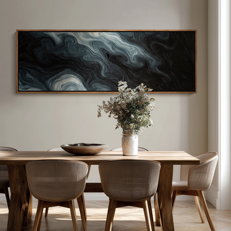 Très grand art mural rétro encadré pour art classique, H 20 po x l 60 po, Naturel