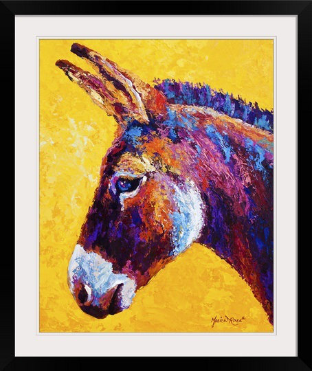 «Donkey Portrait» par Anke, reproduction d'art encadrée, H 31 po x l 26 po x P 1 po